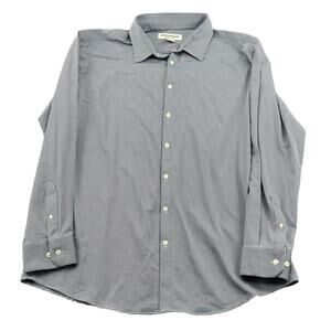 Mizzen + Main Shirt Mens XXL Blue Micro Check Trim Button Up‎ Performance Preppy